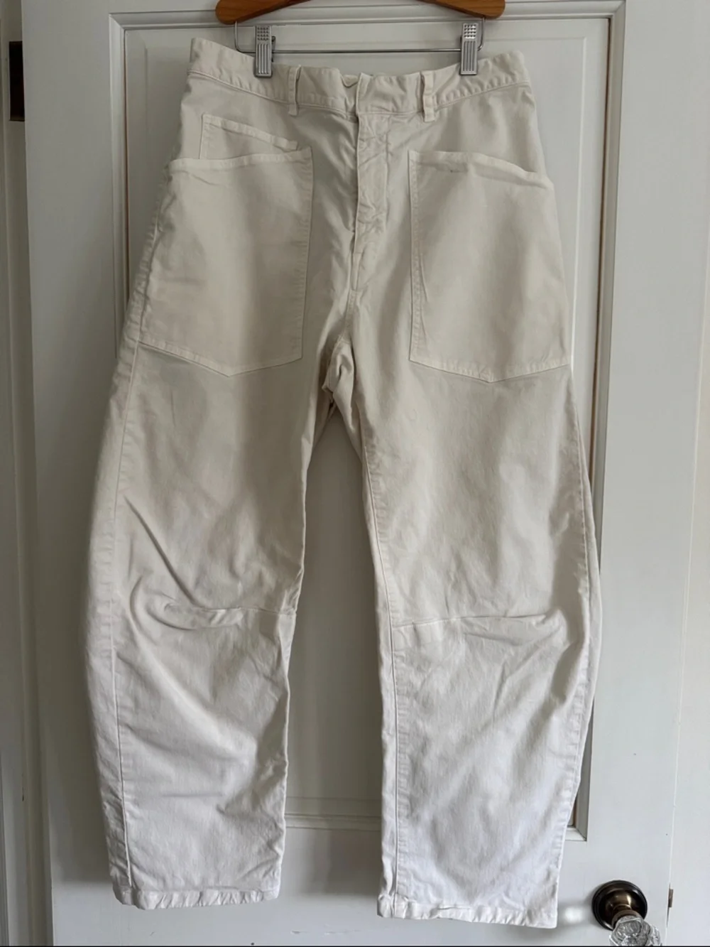 Nili Lotan Cream Wide-Leg Utility Pants - Picture 1 of 6